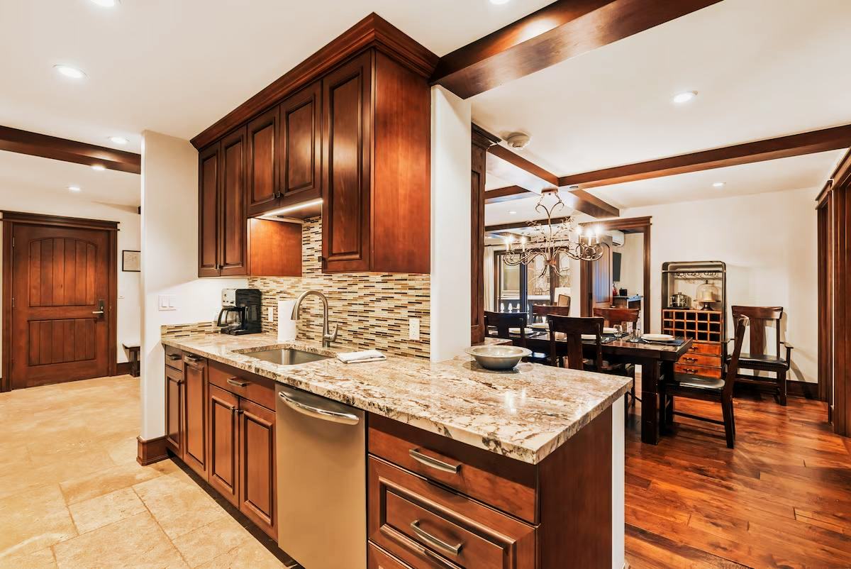 The kitchen and island
